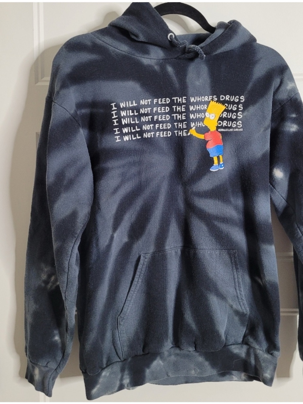 Black Tie-Dye Graphic Bart Simpson Hoodie
